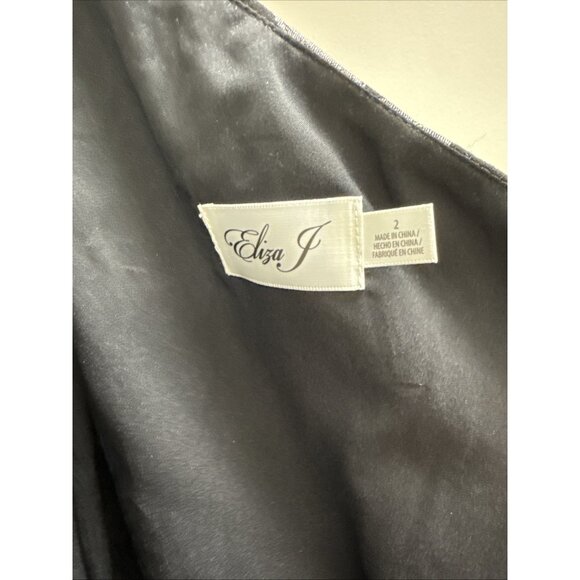 Eliza J Womens Size 2 Black One-Shoulder Jacquard Formal Gown Cocktail Dress NWT - Picture 8 of 9